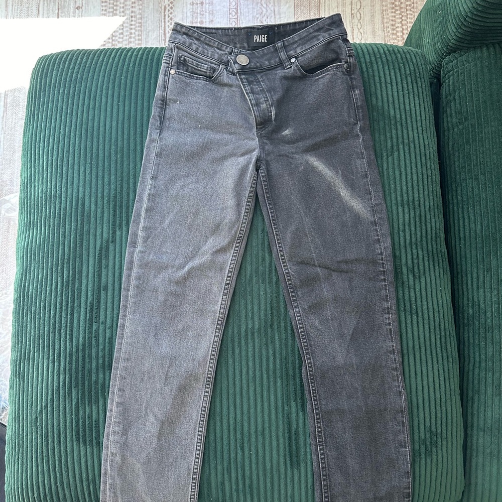 PAIGE Women's Charcoal Straight Leg Jeans